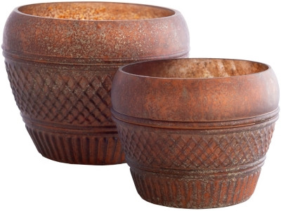 Surya Mandawa Glass Copper Hurricane Vase (set Of 2) | Ashley | Ashley