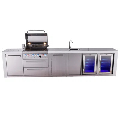 Mont Alpi Premium 4-burner 145" Deluxe Stainless Steel Island Modular Outdoor Kitchen Island Bbq Gas Grill With Side Burner + Beverage Center Faucet & | Wayfair North America