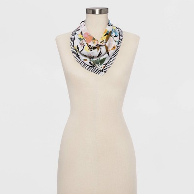 Women's Woven Print Small Square Neckerchief - A New Day™ White | Target