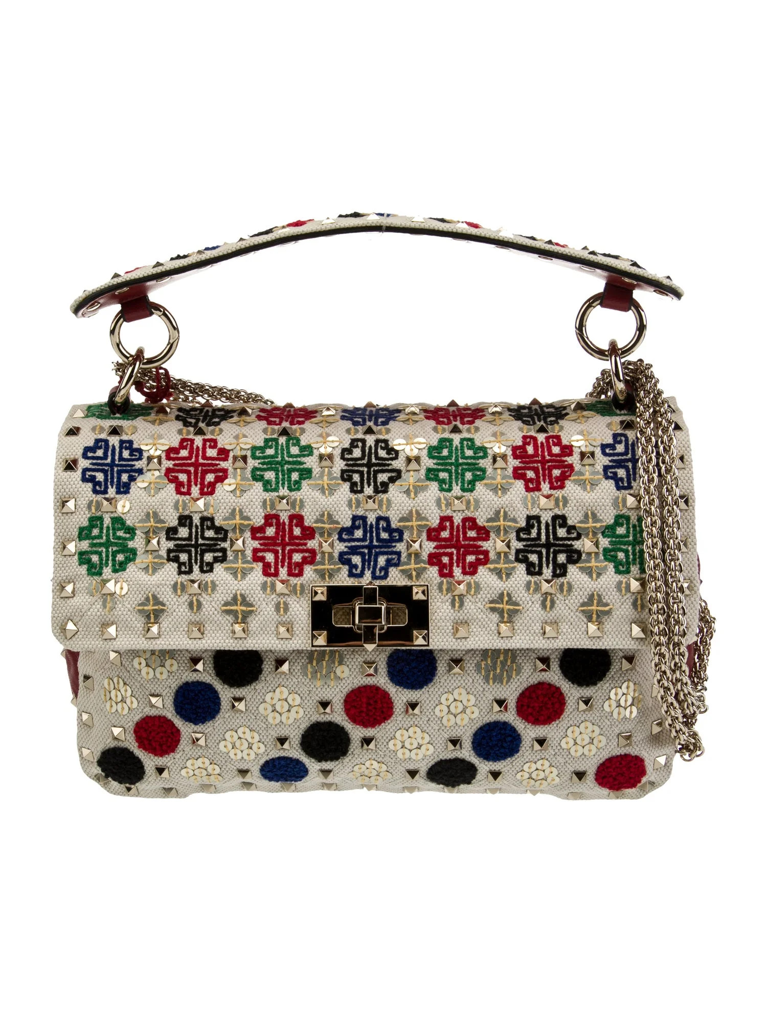 Embroidered Rockstud Crossbody Bag | The RealReal