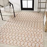 JONATHAN Y SMB108O-9 Ourika Moroccan Geometric Textured Weave Indoor Outdoor Area-Rug, Bohemian Rust | Amazon (US)