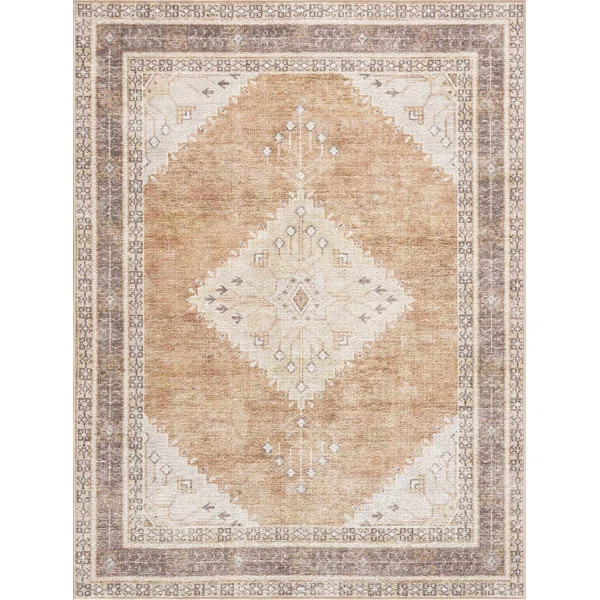 Albar Moroccan Machine Washable Brown Area Rug | Wayfair North America