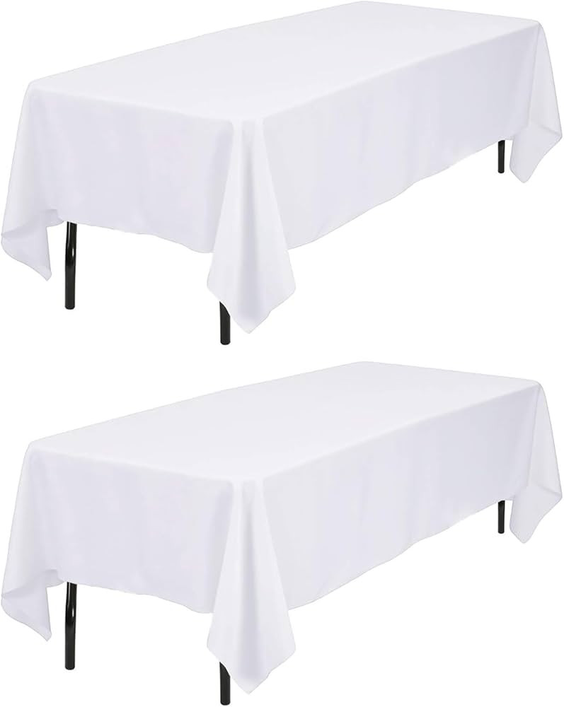 2 Pack White Tablecloth - 60X84Inch (152x213cm) Polyester Rectangle table cloth For 4 Foot Table ... | Amazon (UK)