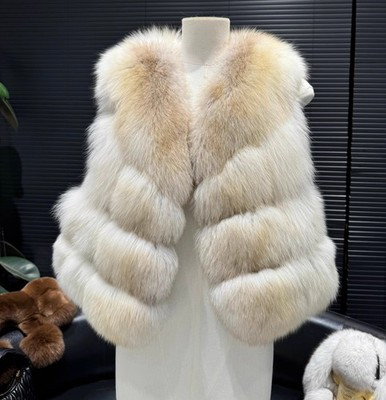New Luxury Warm Fox Fur Vest Womens Short Leather Fur Sleeveless Waistcoat Vest | eBay US