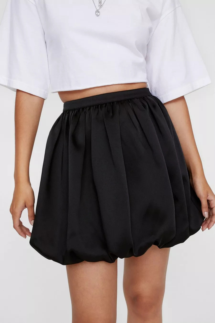 Puffball Structured Satin Mini Skirt | Nasty Gal US