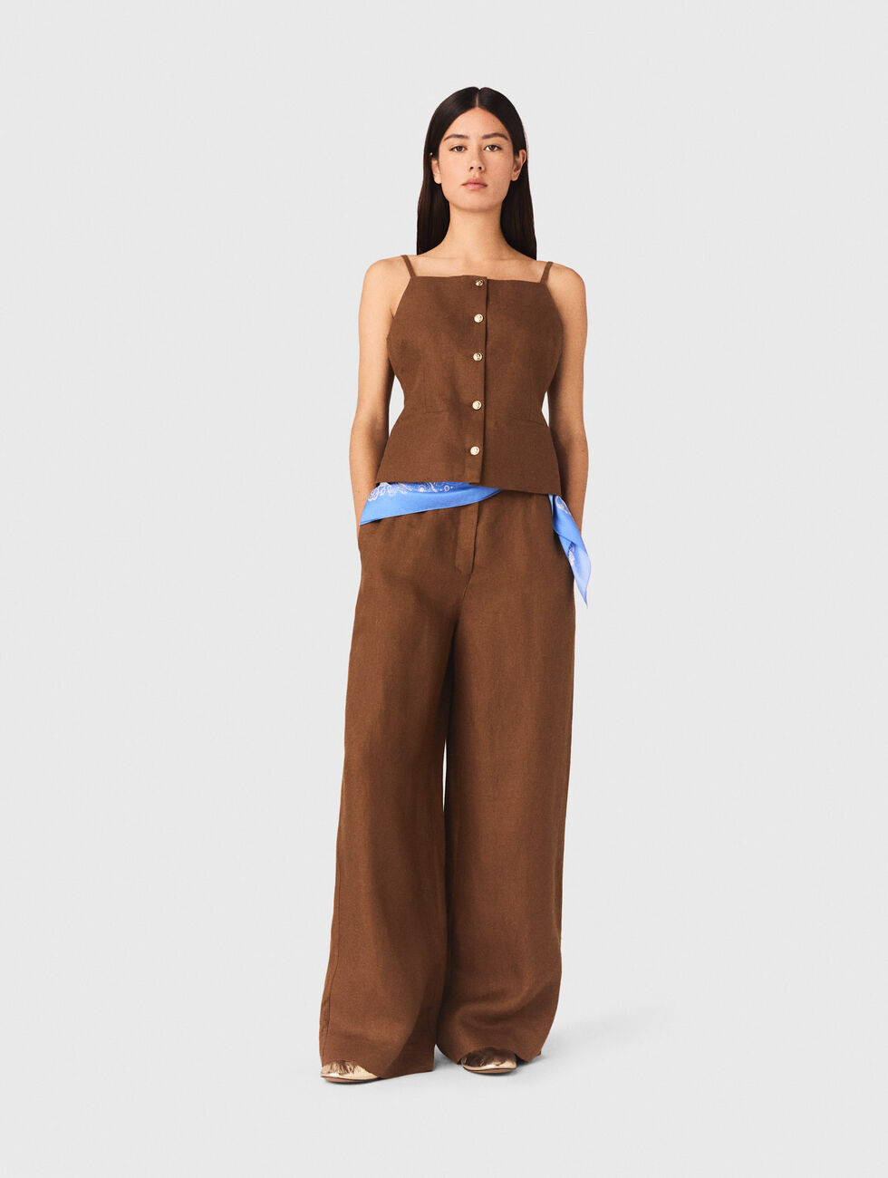 Linen blend top Brown for Women | Maje | Maje US