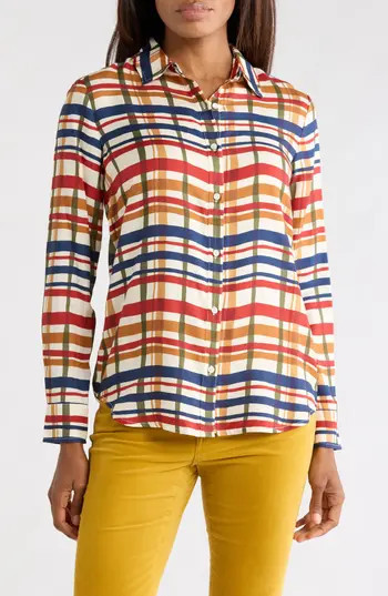 JMCLAUGHLIN Plaid Button-Up Shirt in Off White/Multi at Nordstrom Rack, Size X-Small | Nordstrom Rack
