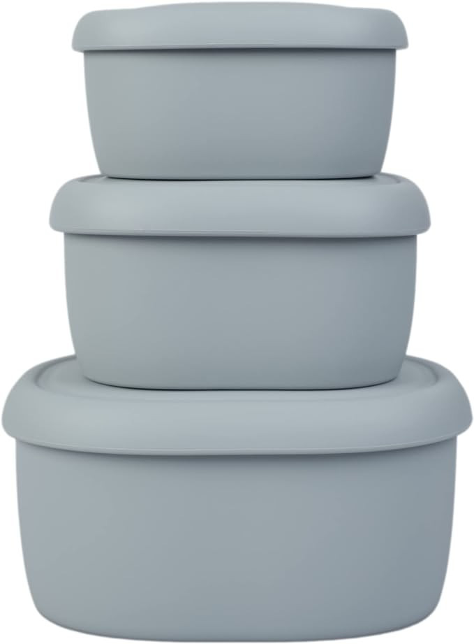 BLUE GINKGO Nesting Silicone Containers - Set of 3 Hard-Shell Silicone Food Storage Containers | ... | Amazon (US)
