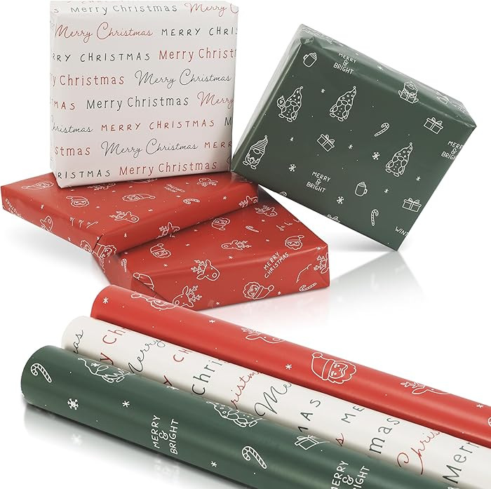 Beautiful Christmas Gift Wrapping Paper Rolls For Small & Medium Size Gifts - Set of 3 Quality Pa... | Amazon (US)