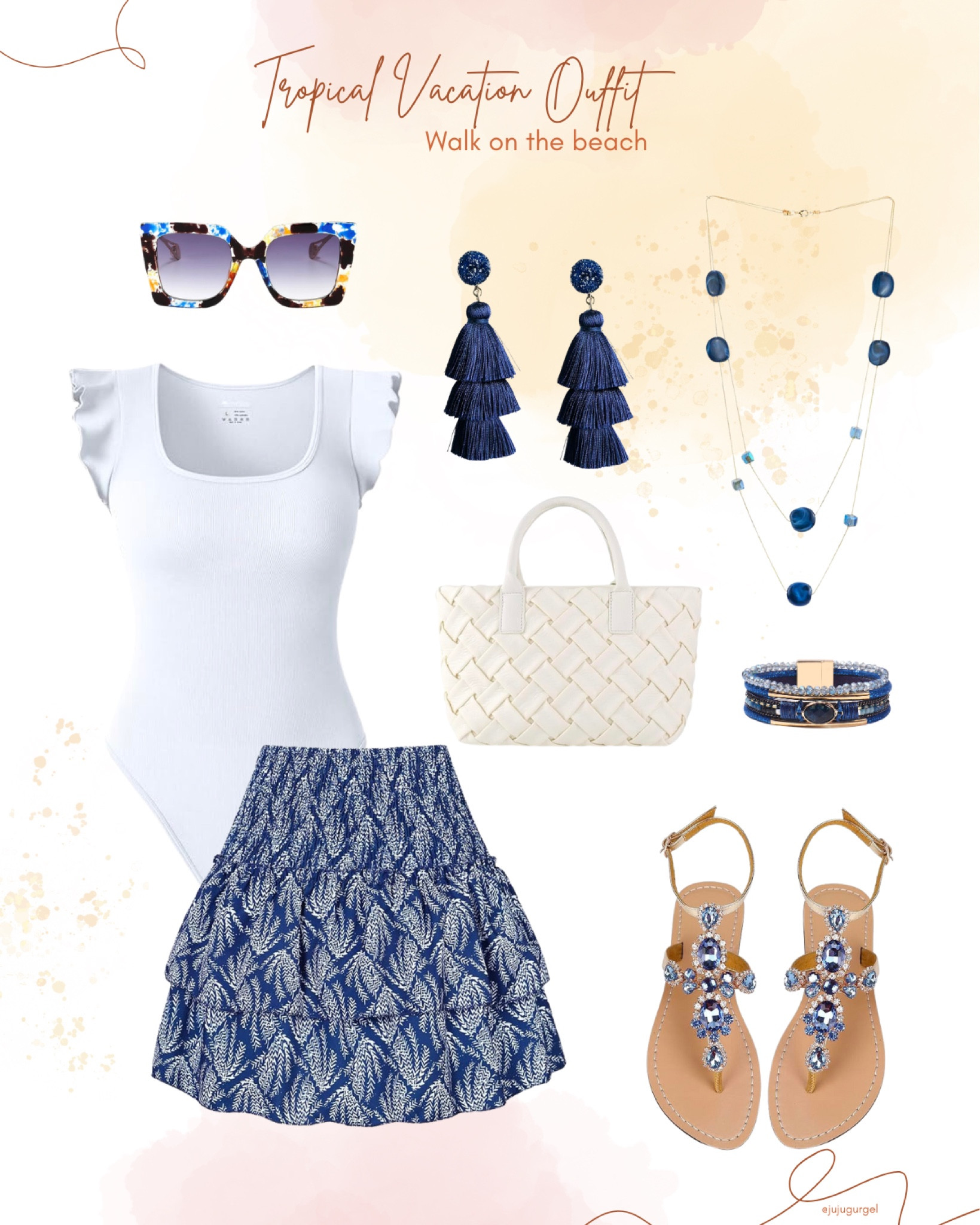 Walk on the beach tropical vacation outfit idea in navy blue and white with blue and gold accessories. #amazonfashion #founditonamazon

#LTKfindsunder100 #LTKfindsunder50 #LTKstyletip