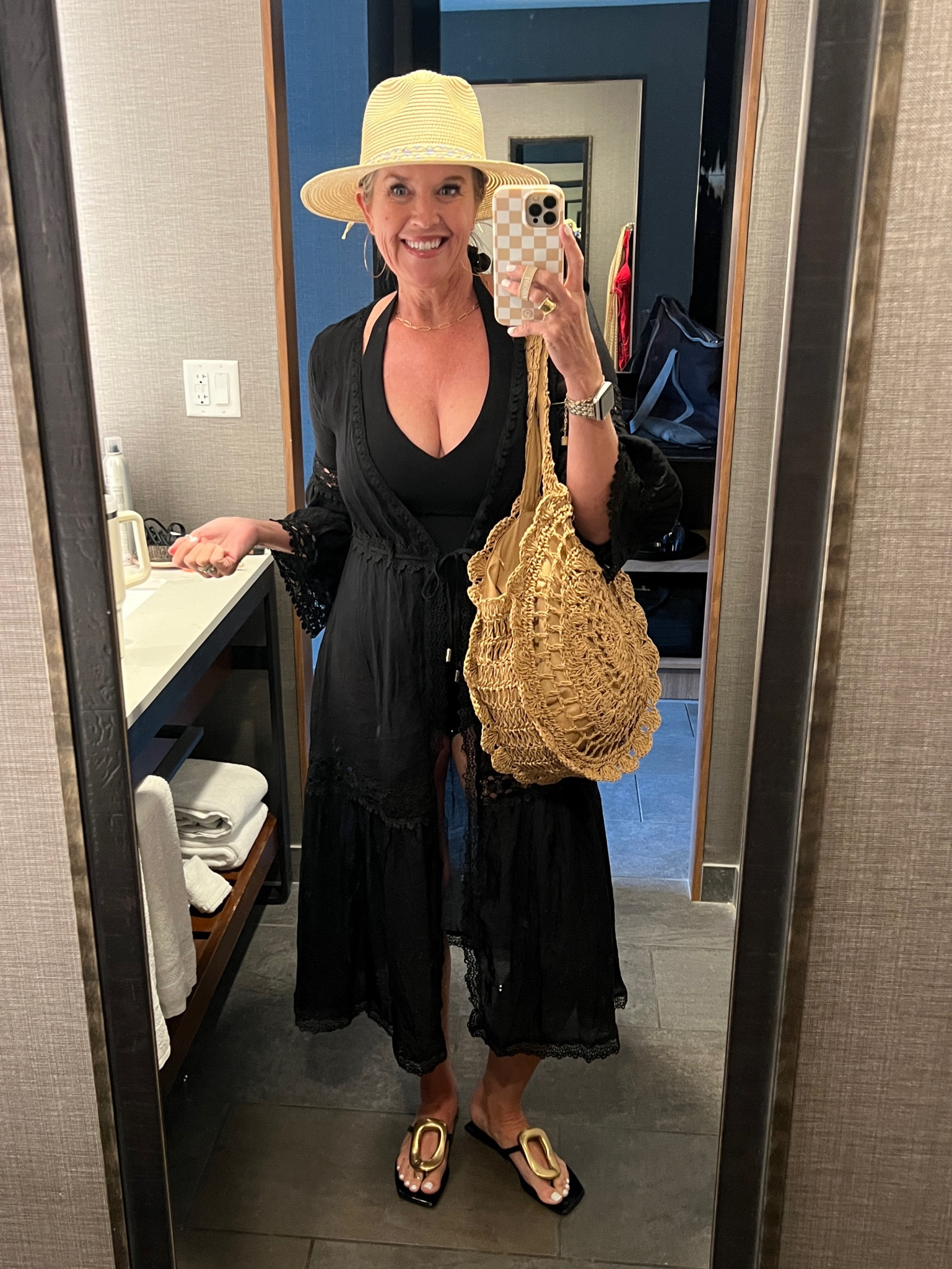 Pool outfit of the day💦

Swimsuit Spanx Halter 
So cute and really flattering 

🚨SAVE 10% off all Spanx with my CODE: DEARDARCYXSPANX
Great free shipping and returns too

Black with lace detail cover up 

Jeffery Campbell sandals 

Straw raffia bag (mine is a boutique bag $149)
I linked some very similar deals from Amazon 

Hat Chicos 

Judy bird large hoops. Linked similar 


#LTKSwim #LTKStyleTip #LTKTravel