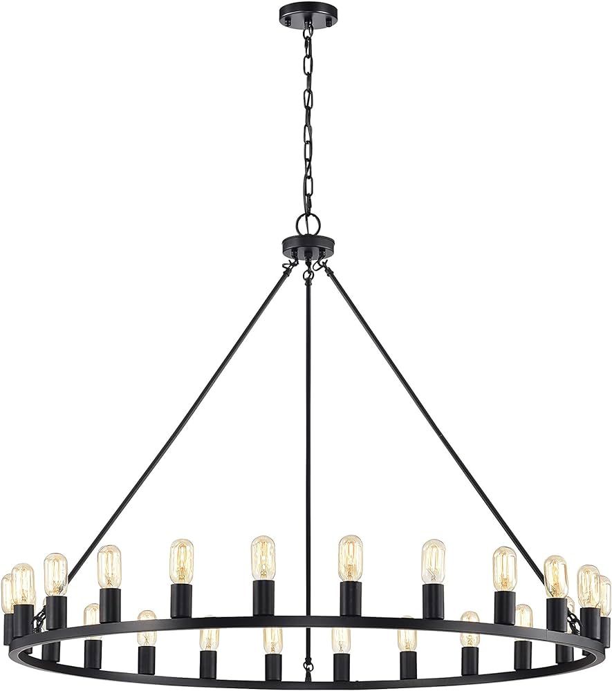 Warehouse of Tiffany Liam 24-Light 48-Inch Round Wagon Wheel Chandelier (Optional Colors) | Amazon (US)