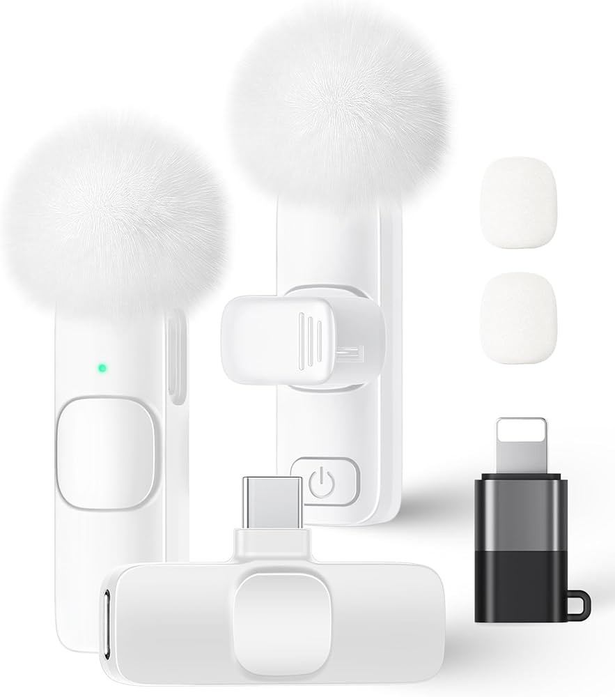 Wireless Lavalier Microphone for iPhone iPad and Android Phone, 2 Pack Lapel Mic Plug and Play Wi... | Amazon (US)