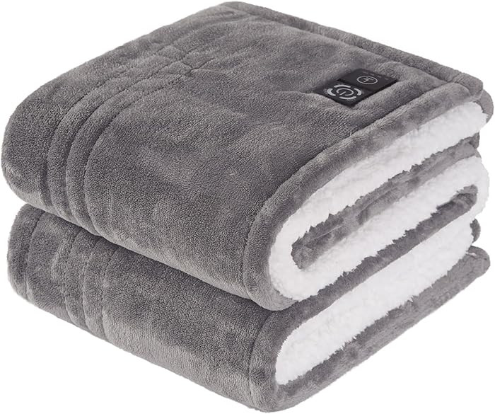 Sealy Heated Blanket Throw with Built-in Button Controller, Reversible Flannel to Sherpa Electric... | Amazon (US)