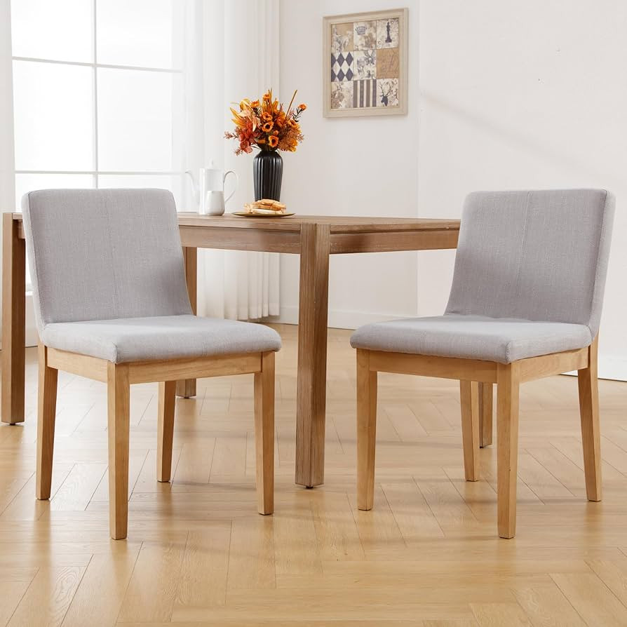 Kmax Dining Chairs Set of 2, Elegant Kitchen Chairs Rustic Armless Wood Side Chairs Upholstered f... | Amazon (US)
