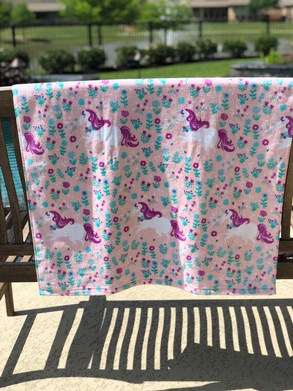 Pastel Purple Unicorn Pattern, Beach Poncho, Children's Pullover Beach Towel, Swimsuit Cover Up, ... | Etsy (US)