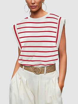 WIHOLL Cap Sleeve Tops for Women Summer Top Basic Tee Shirts Business Casual Tank Loose Fit 2026 ... | Amazon (US)