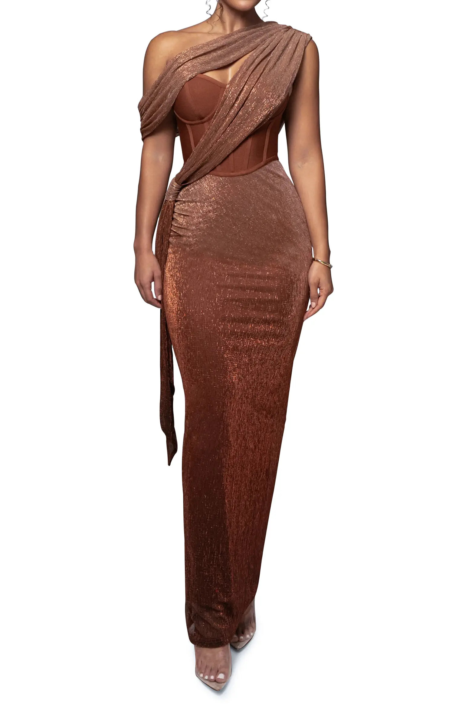 JLUXLABEL Celestina Metallic Drape Gown (Women) | Nordstrom | Nordstrom