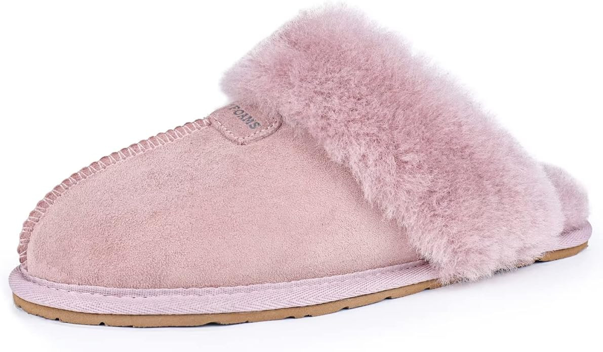 FUZZYFOAMS Genuine Australian Sheepskin Women Slippers Memory Foam Shearling Slipper Water Resist... | Amazon (US)