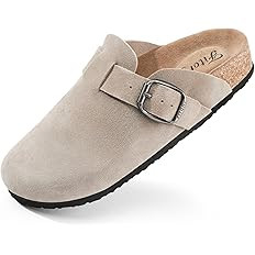 FITORY Womens Clogs Slip-on Potato Shoes Leather Mules with Suede Cork Footbed Size 6-11 | Amazon (US)