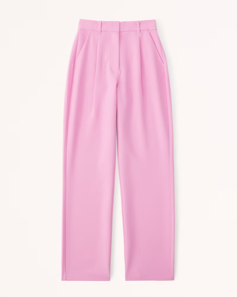 Women's Curve Love Tailored Relaxed Straight Pant | Women's Bottoms | Abercrombie.com | Abercrombie & Fitch (US)