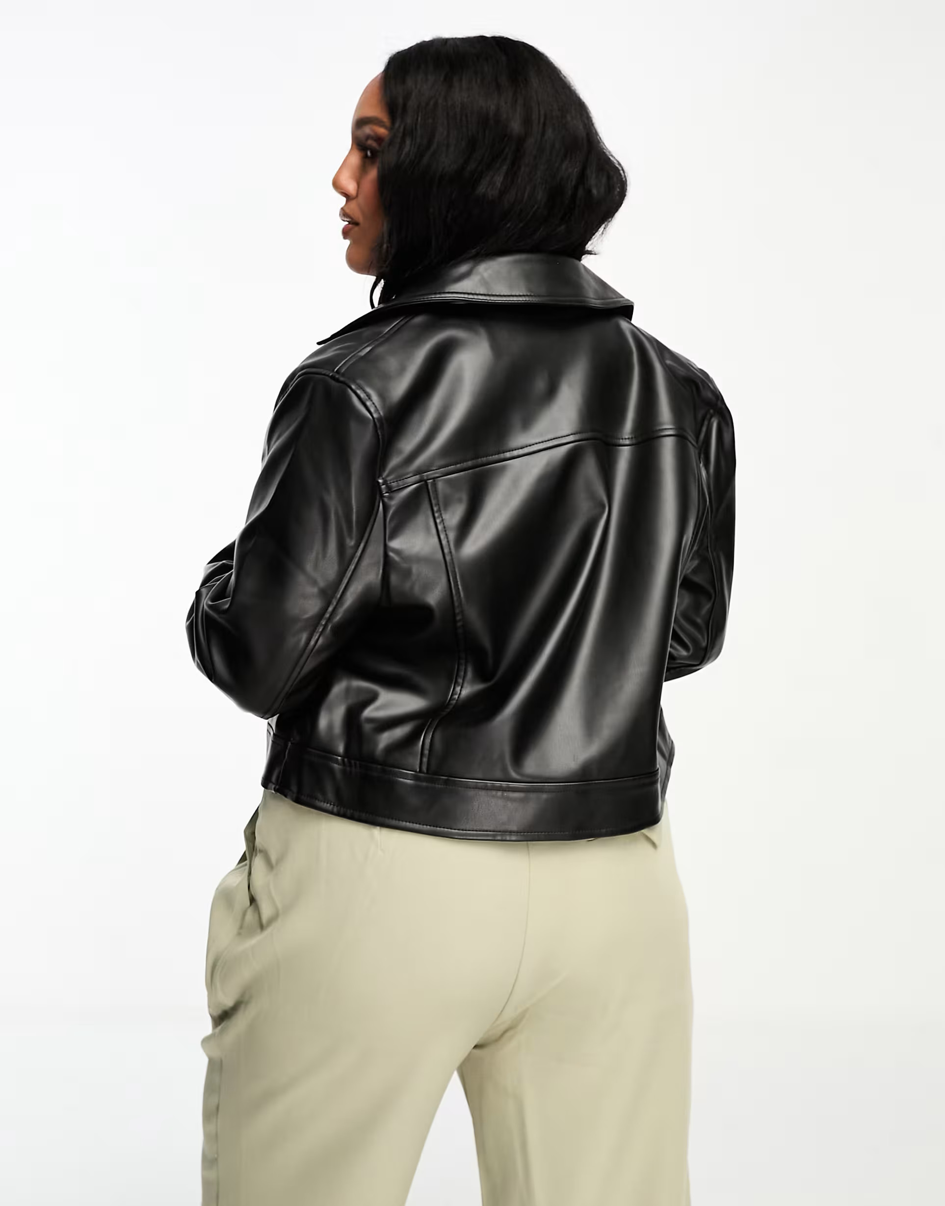 ASOS DESIGN Curve ultimate faux leather biker jacket in black | ASOS (Global)