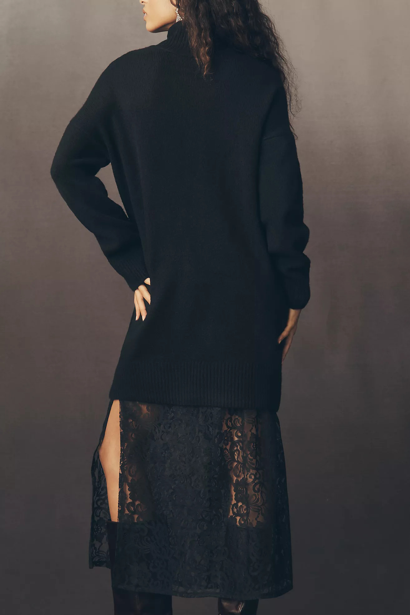 By Anthropologie Sweater Lace Twofer Midi Dress | Anthropologie (US)