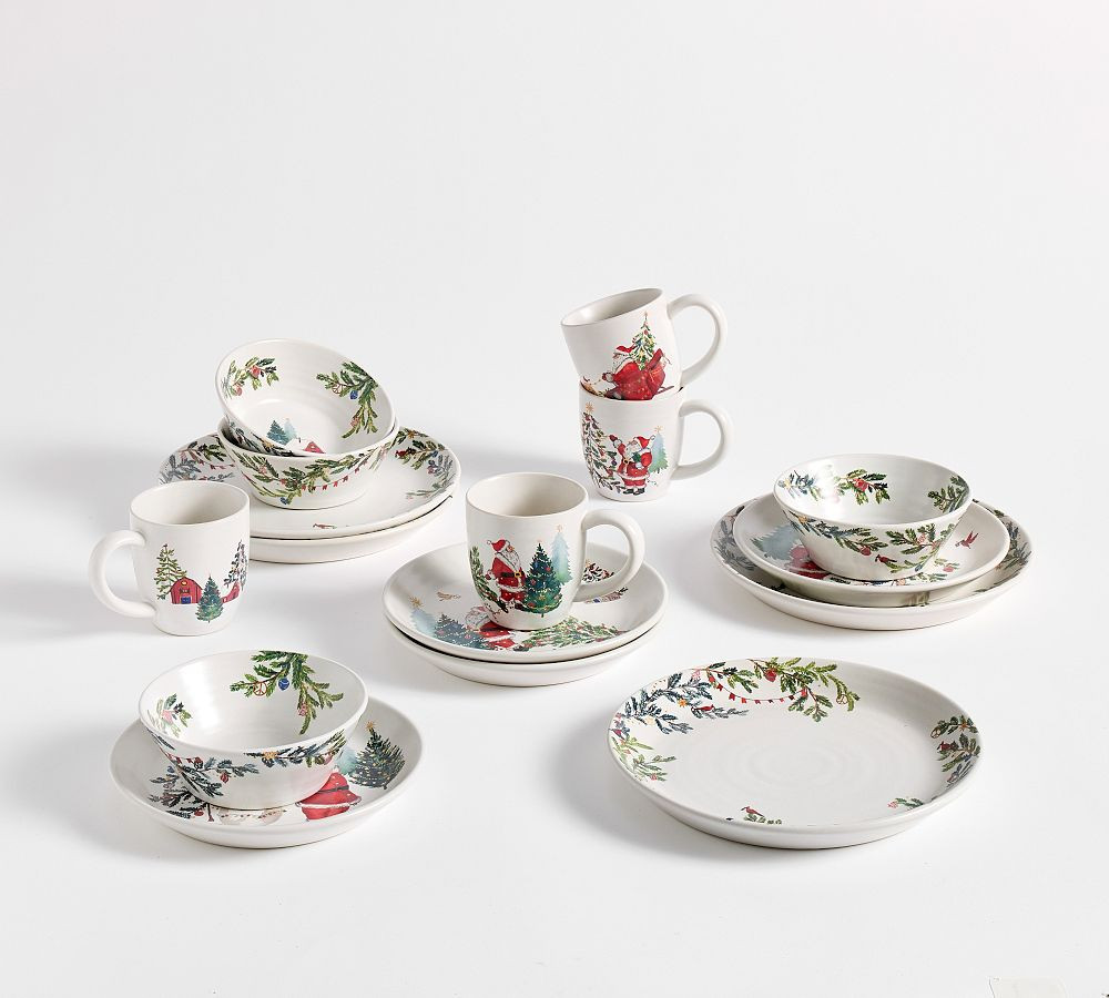 Christmas in the Country 16-Piece Stoneware Dinnerware Set | Pottery Barn (US)