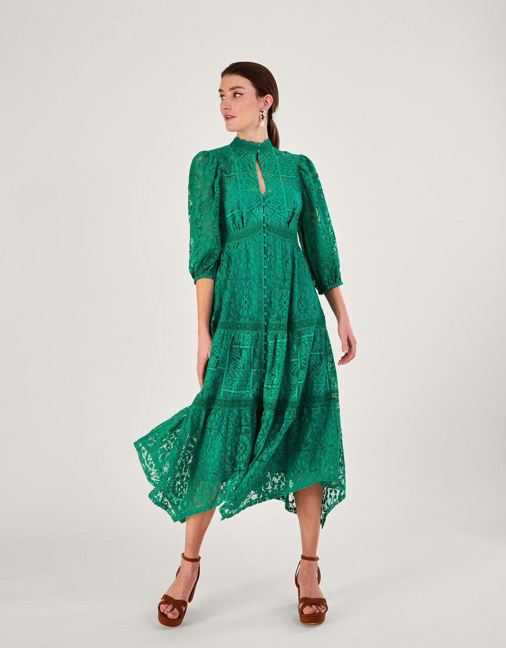 Rhea Lace Shirt Dress Green | Monsoon (UK)