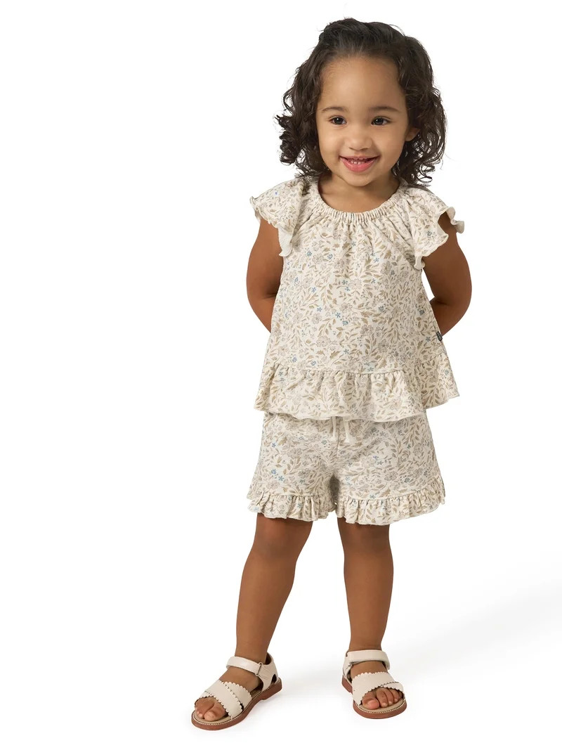 Modern Moments by Gerber Toddler Girl Organic Top and Short Outfit Sets, 4-Piece, Sizes 12 Monts ... | Walmart (US)
