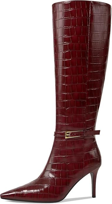 Knee High Boots Women Stiletto High Heel 3.3in, Side Zipper Pointed Toe Metal Buckle Tall Boots D... | Amazon (US)