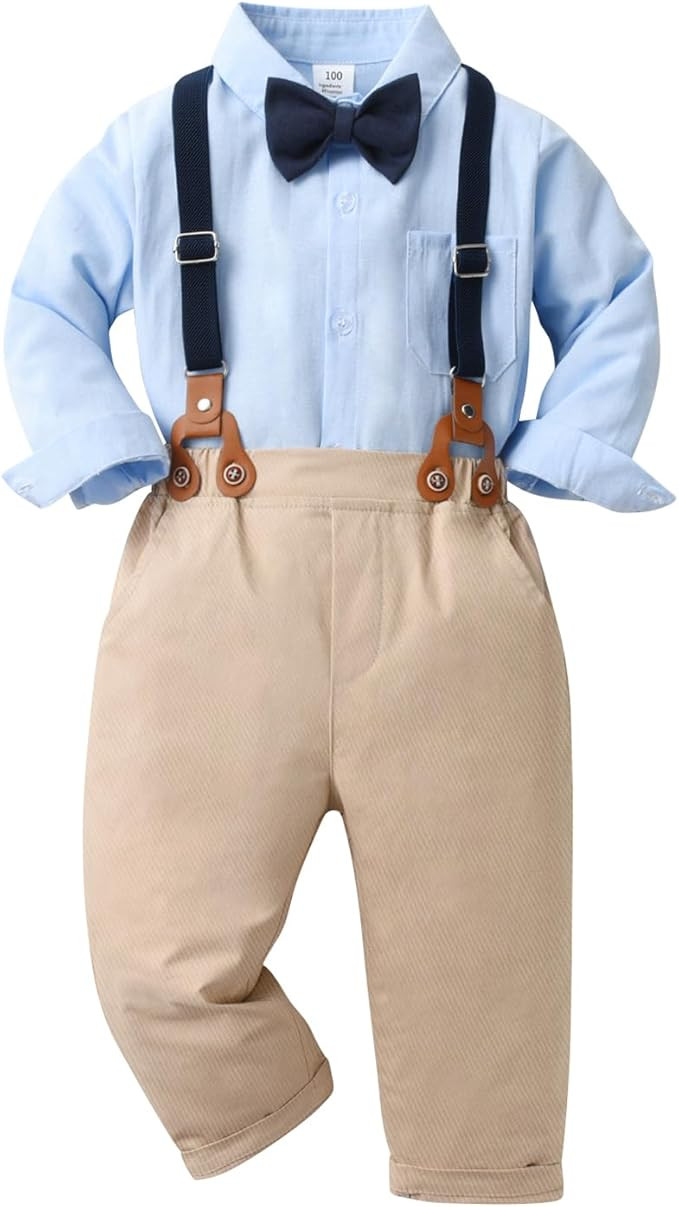 Toddler Boy Dress Clothes Outfit Button Down Shirt + Pants Set, 12 Months - 8 Years | Amazon (US)