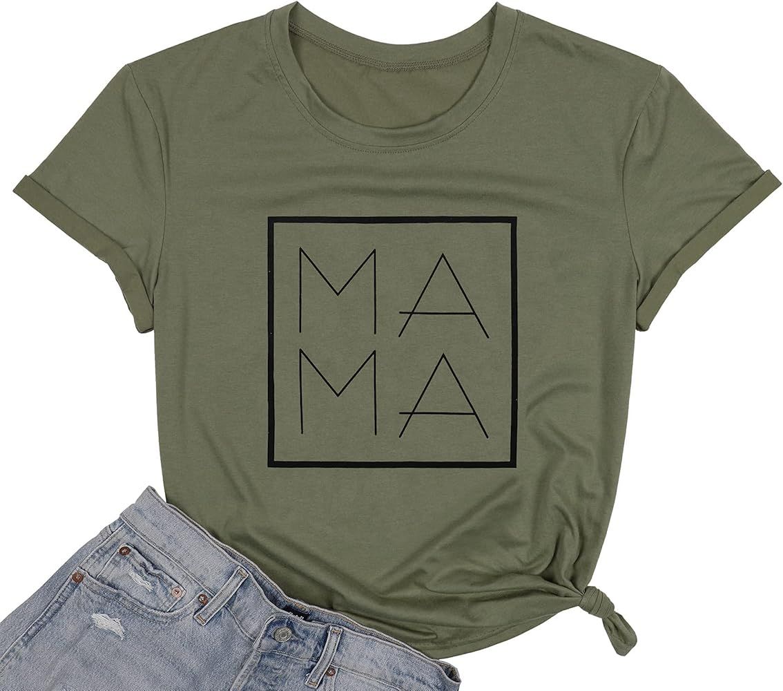 Mama Shirts for Women Tie Dye Mama Letter Printed T Shirt Momlife Casual Tee Tops | Amazon (US)