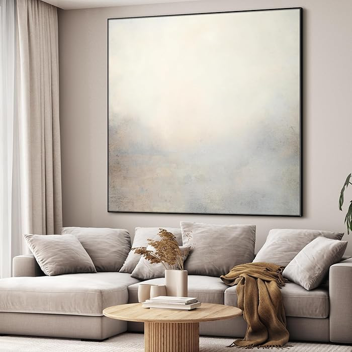 60"x60" XL Framed Wall Art - Foggy Mist Landscape Soft (Frame Assembly Required) | Amazon (US)