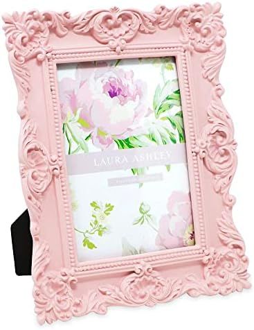 Amazon.com - Laura Ashley 4x6 Pink Ornate Textured Hand-Crafted Resin Picture Frame with Easel & ... | Amazon (US)