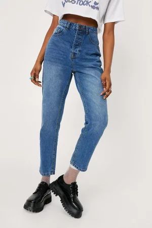 High Waisted Acid Wash Tapered Mom Jeans | Nasty Gal (US)