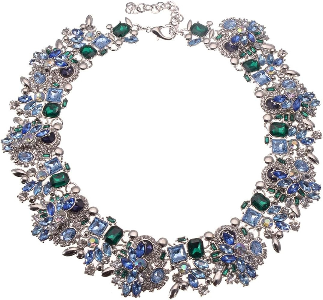 Crystal Rhinestone Statement Necklace, Vintage Chunky Chain Choker Collar Bib Statement Necklace ... | Amazon (US)