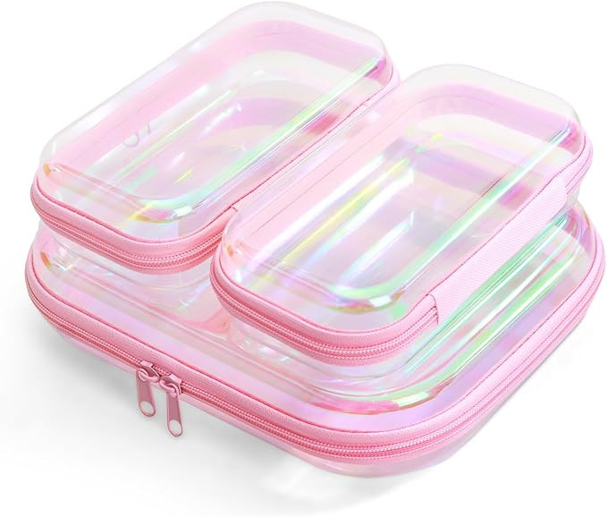 Clear Hard Shell Zipper Case, Surface scratch resistant material, Portable Cosmetic Bag with Zipp... | Amazon (US)