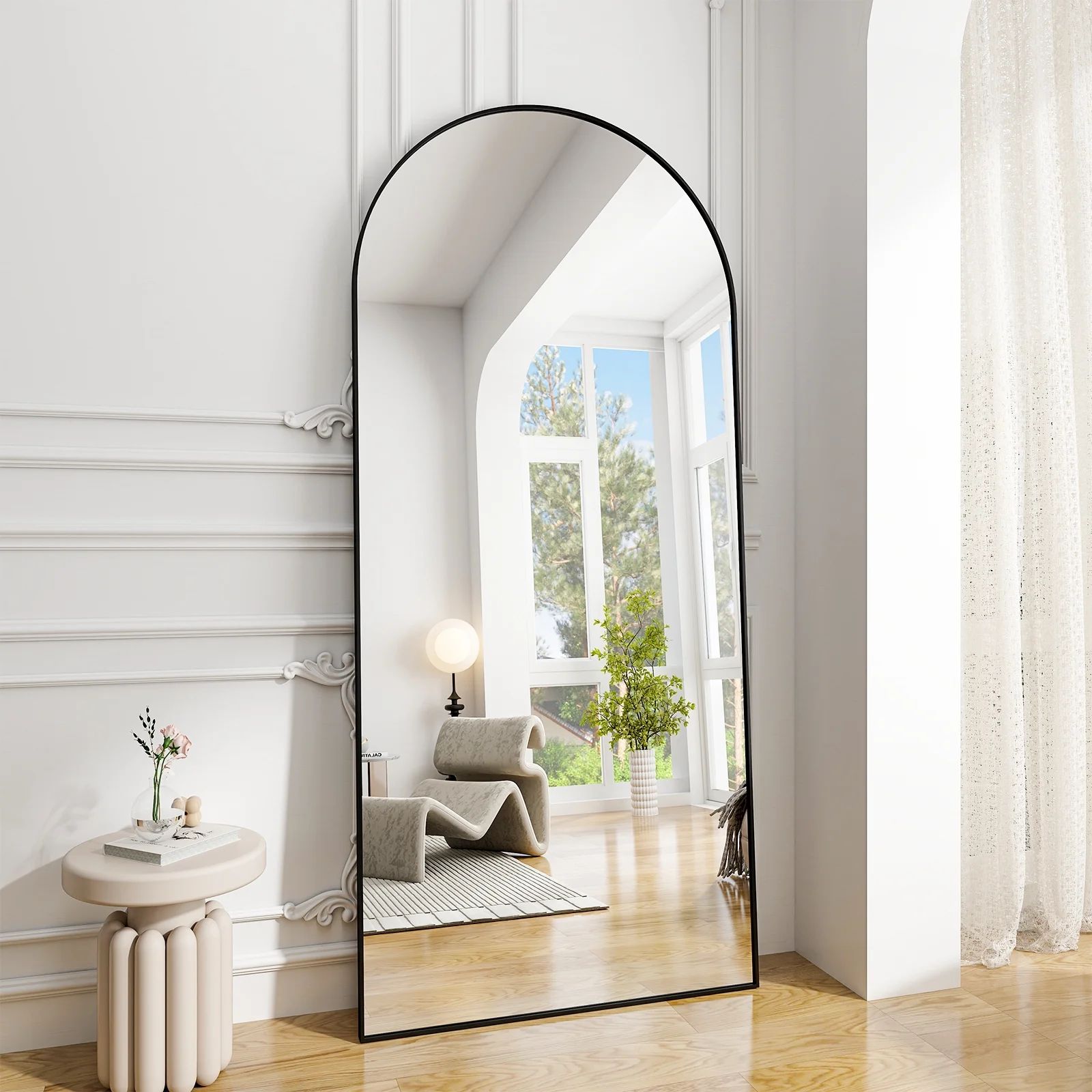 BEAUTYPEAK 76"x34" Arch Full Length Mirror Oversized Floor Mirrors for Standing Leaning, Black | Walmart (US)