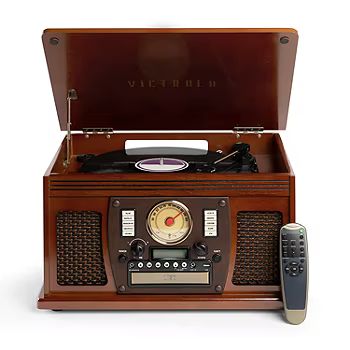 Victrola VTA-600B Wooden 8-in-1 Nostalgic Record Player with Bluetooth and USB Encoding | JCPenney