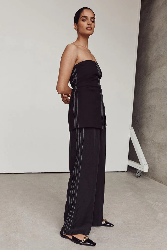 KEELY BLACK CUPRO DRAWSTRING PANT | DISSH