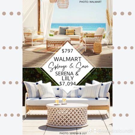 🌷Patio furniture season is coming! 

This stunning coastal patio set is back in stock and sold out last year as soon as spring hit! f you need new affordable patio furniture, check out this affordable patio set. ☀️ Serena and Lily’s Salt Creek Patio Set features a coastal, boho style, hand-wrapped rope details, a powder coated aluminum frame, and is available in a dining chair, lounge chair, chaise, and sofa (sold separately). Walmart’s Better Home and Gardens Lilah collection features similar geometric details, wicker accents, a powder coated fame, and is available in two different sets. #serenaandlily #patioset #patio #outdoor #backyard #coastal #lookforless #dupes #copycat #lookalike #homedecor #furniture #decor #coastalhome #serenaandlilydupe. Serena and Lily Salt Creek patio set dupe. Serena and Lily Salt Creek dupes. Serena and Lily furniture dupes. Serena and Lily dupes. Serena and Lily looks for less. Coastal patio set. Walmart finds. Walmart future. Walmart patio. Coastal dining chairs. Coastal furniture. Design on a budget. Salt Creek dining chair. Salt Creek sofa. Wicker patio set. Rattan patio set. Backyard furniture. Walmar dupes  

#LTKsalealert #LTKhome #LTKSeasonal
