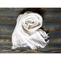 White Linen Scarf, Softened Unisex Long Scarf For Indigo Dyeing, Men, Women | Etsy (US)
