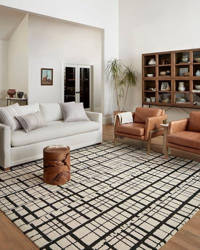 Loloi Chris Loves Julia x Polly Collection POL-02 Black/Ivory 7'-9" x 9'-9" Area Rug | Amazon (US)