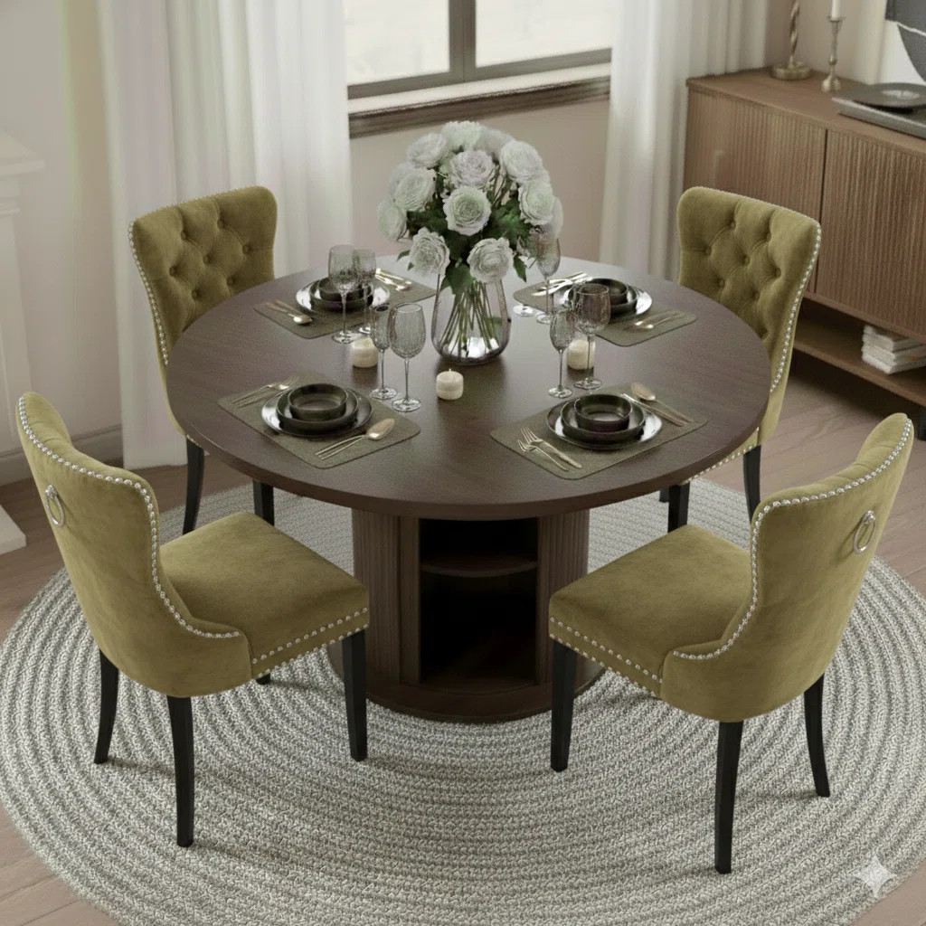 5 Pieces Round Dining Table Sets For 4-6 People | Wayfair North America