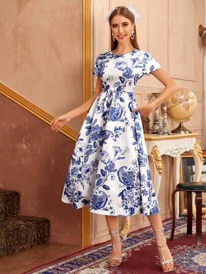 SHEIN Floral & Paisley Print Dress | SHEIN