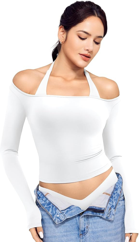 YEOREO Ease Long Sleeve Workout Tops for Women Square Neck Shirt | Amazon (US)
