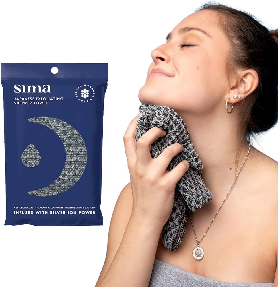 Sima Brand Exfoliating Washcloth Face & Body Scrub Towel - Japanese Towel with Hexagon Fibers, Ex... | Amazon (US)