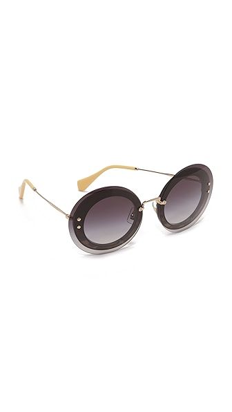 Miu Miu Round Leopard Sunglasses - Black Leopard/Grey | Shopbop