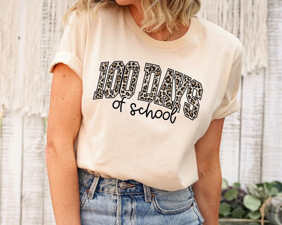 Leopard Print 100 Days of School Teacher Shirt, Teacher Shirt, Happy 100th Day of School Shirt, G... | Etsy (US)